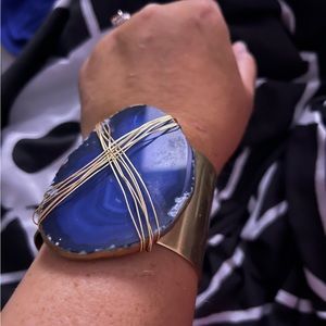 huge natural Blue Agate cuff bracelet